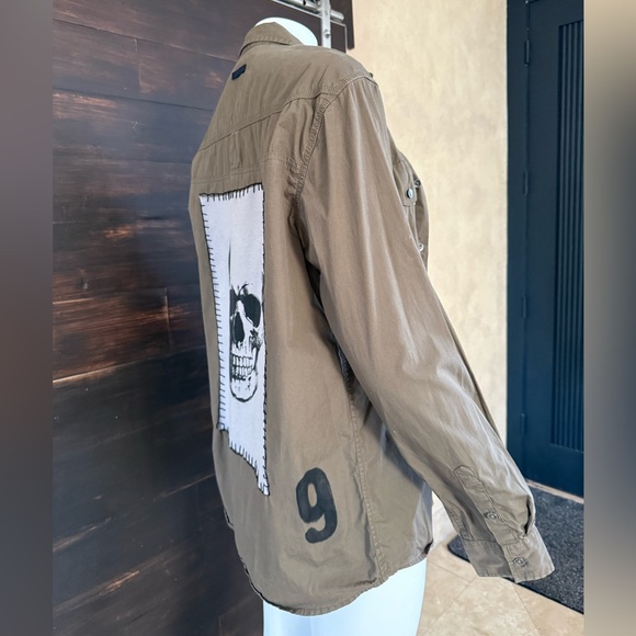 Upcycled Marc Ecko Skull Shacket - Green, Size Men's M - Picture 12 of 13